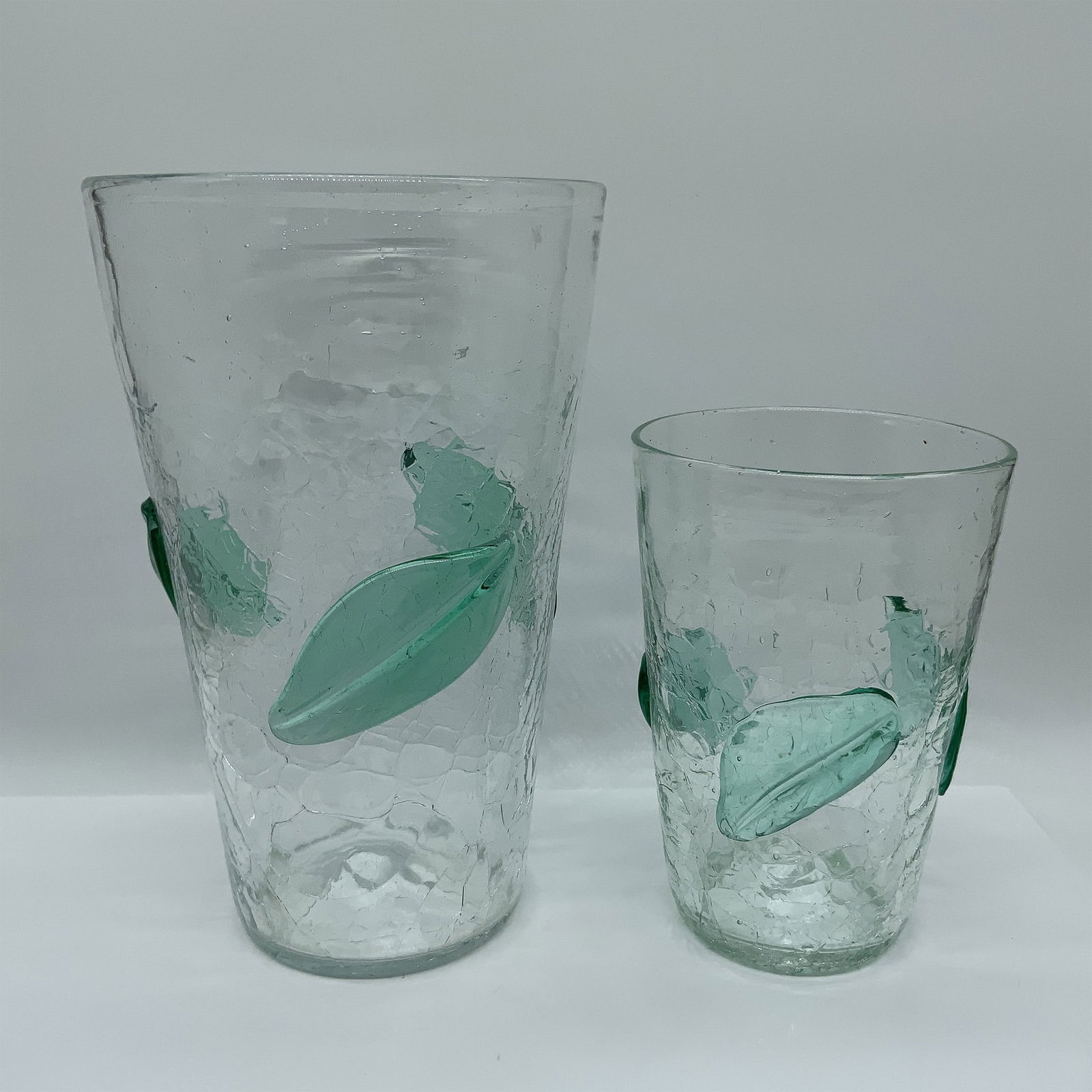 Pair of Blenko Leaf Beaker Vases (1 of 3)