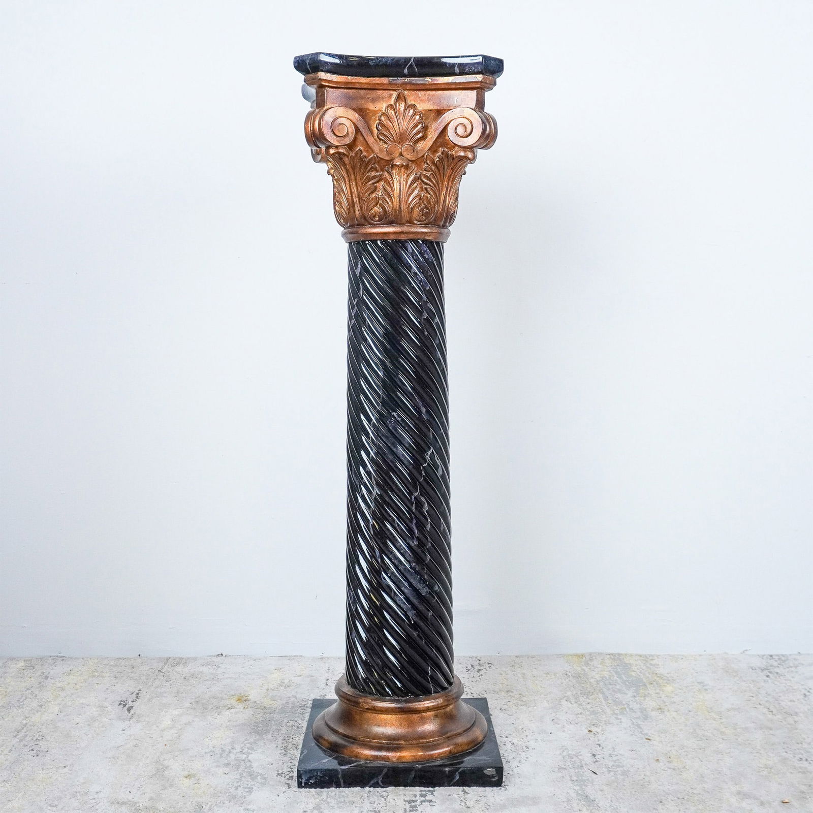 Baroque-Style Gilded and Black Pedestal Column (1 of 6)