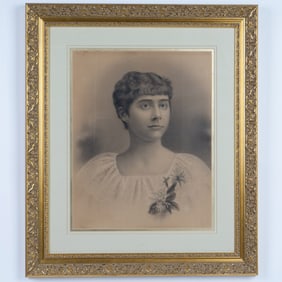 Antique Original Pastel on Brown Board, Portrait of a Lady