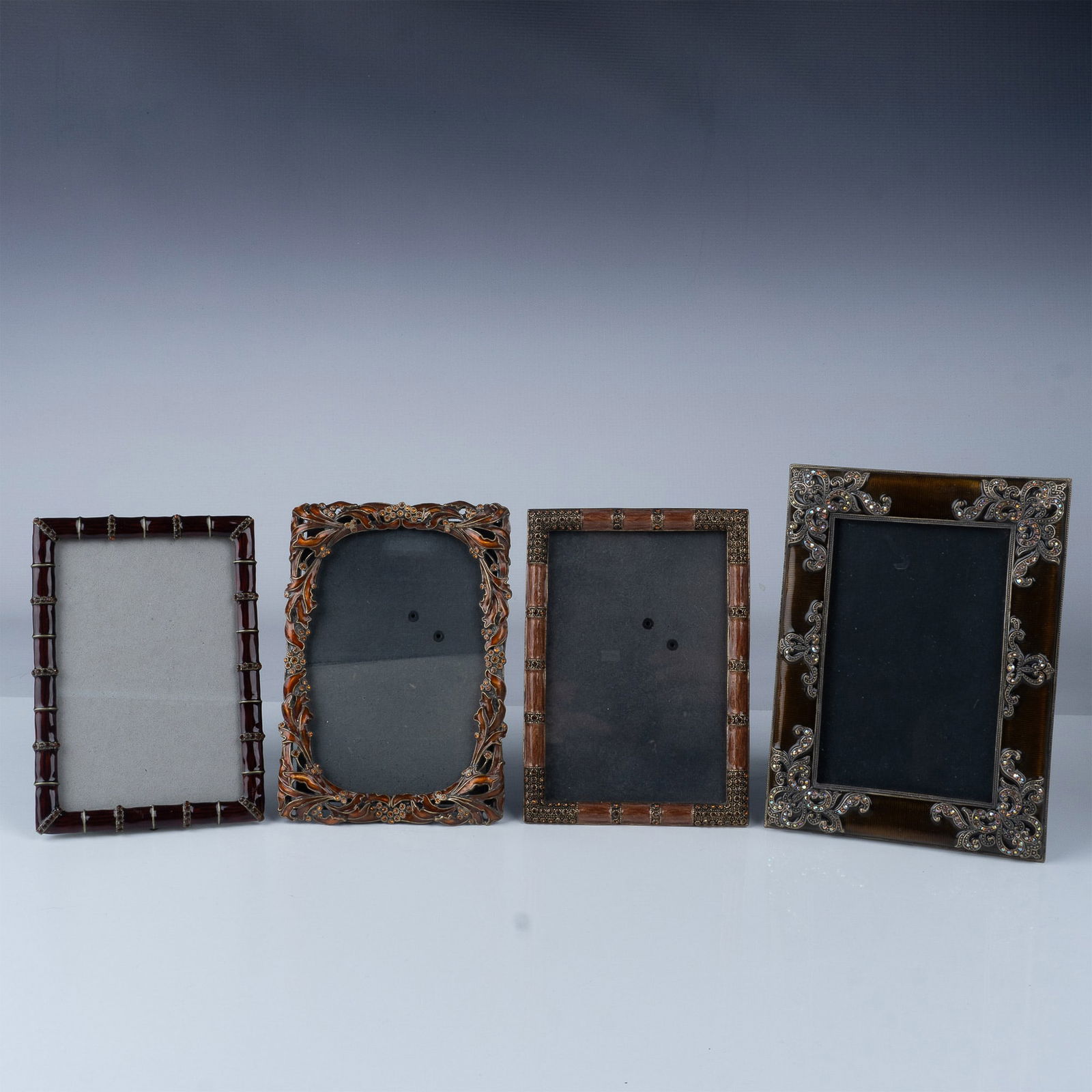 4pc Decorative Picture Frames, Bamboo & Floral Designs (1 of 5)