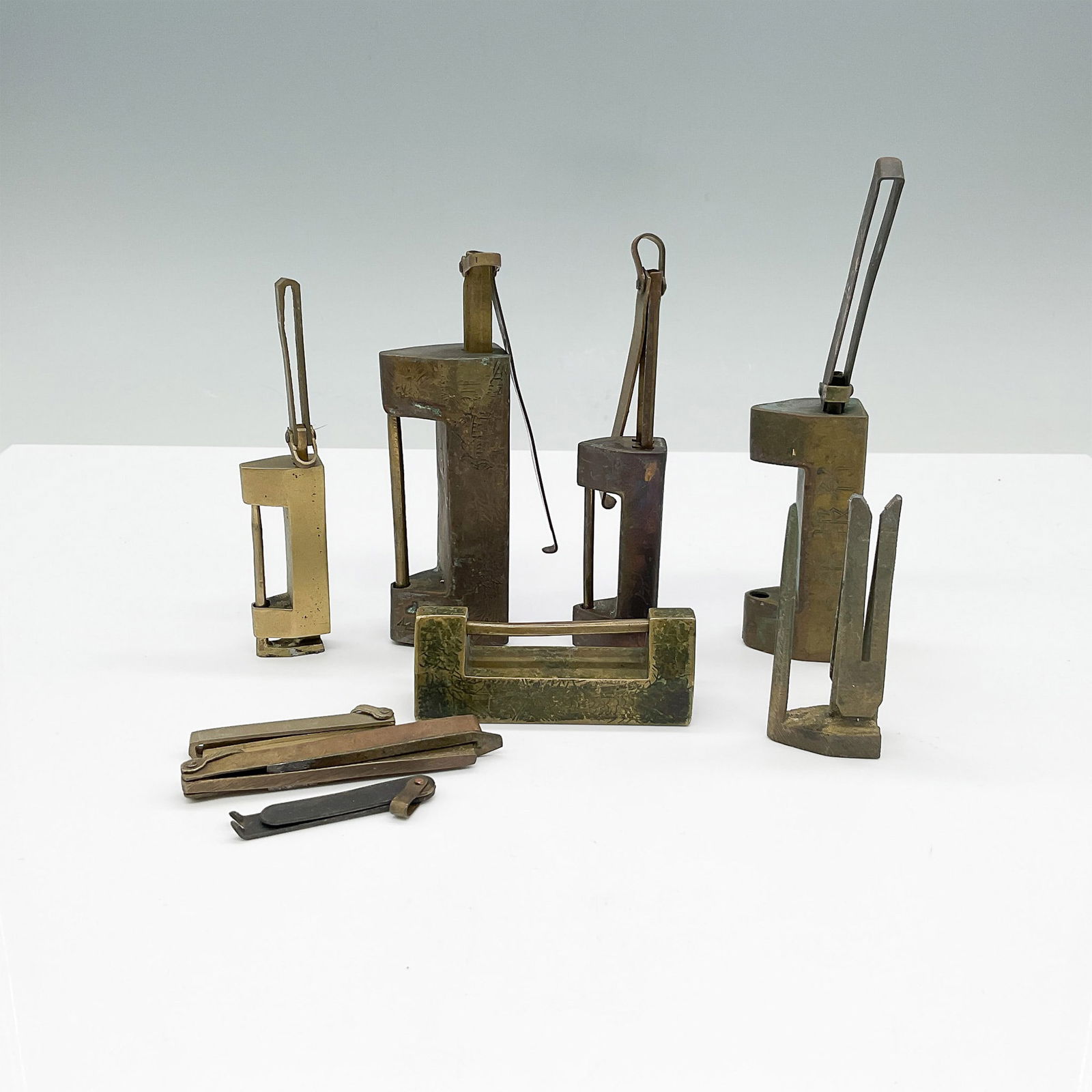 9pc Collection of Asian Brass Locks (1 of 3)