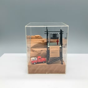 Miniature Watchtower Construction Site Diorama in Case