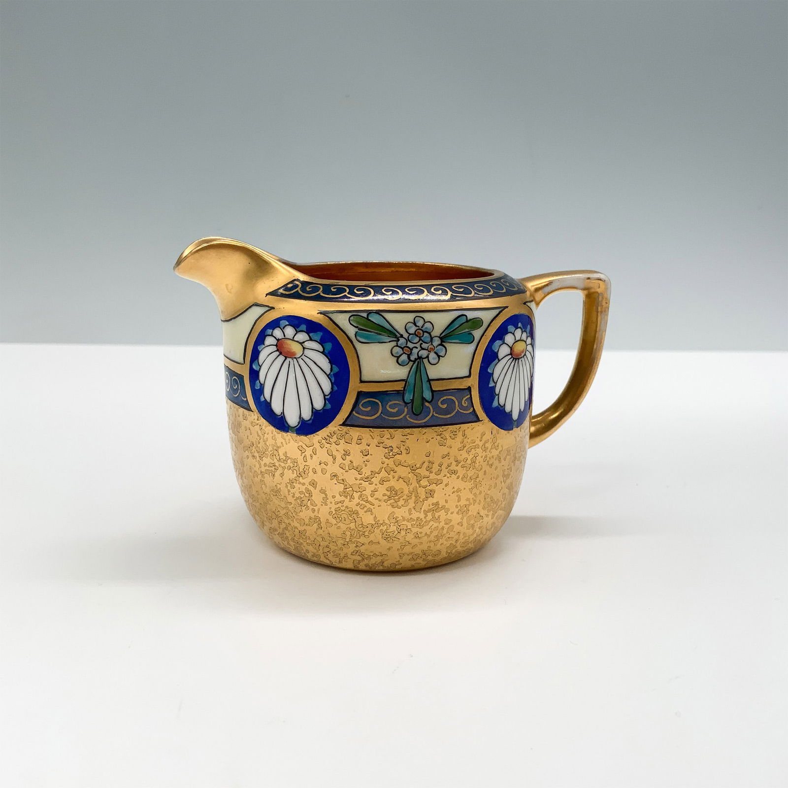 Nippon Hand-Painted Porcelain Creamer, Gold Floral Design (1 of 4)