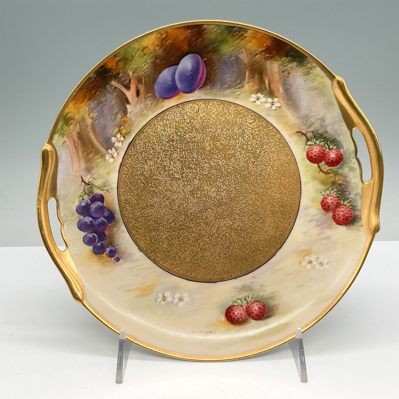 Pickard Hand-Painted Fruit Motif Handled Plate (1 of 3)