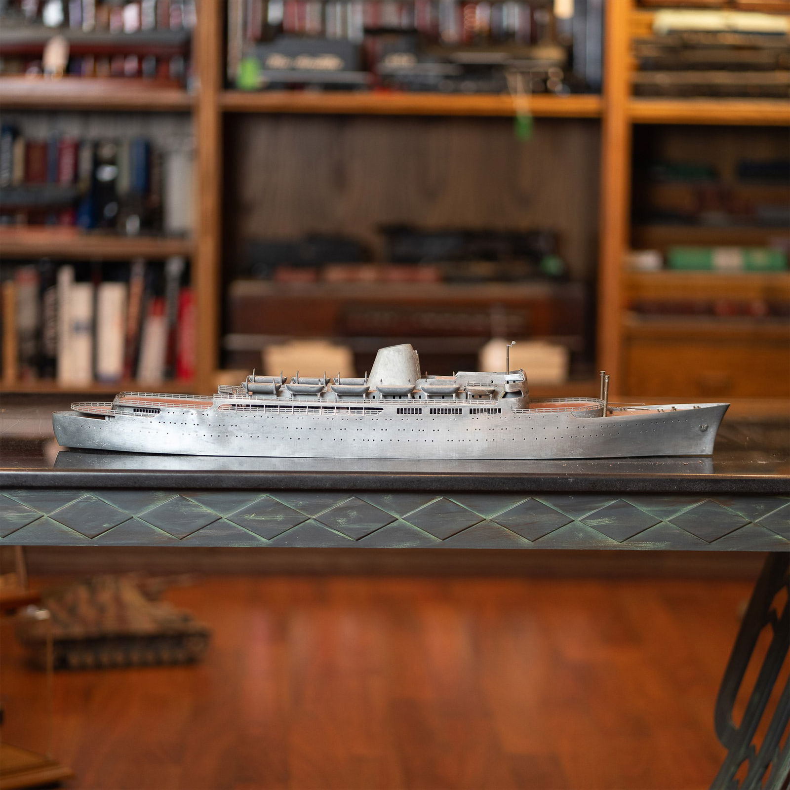 Mid-Century Metal Ocean Liner Model (1 of 6)
