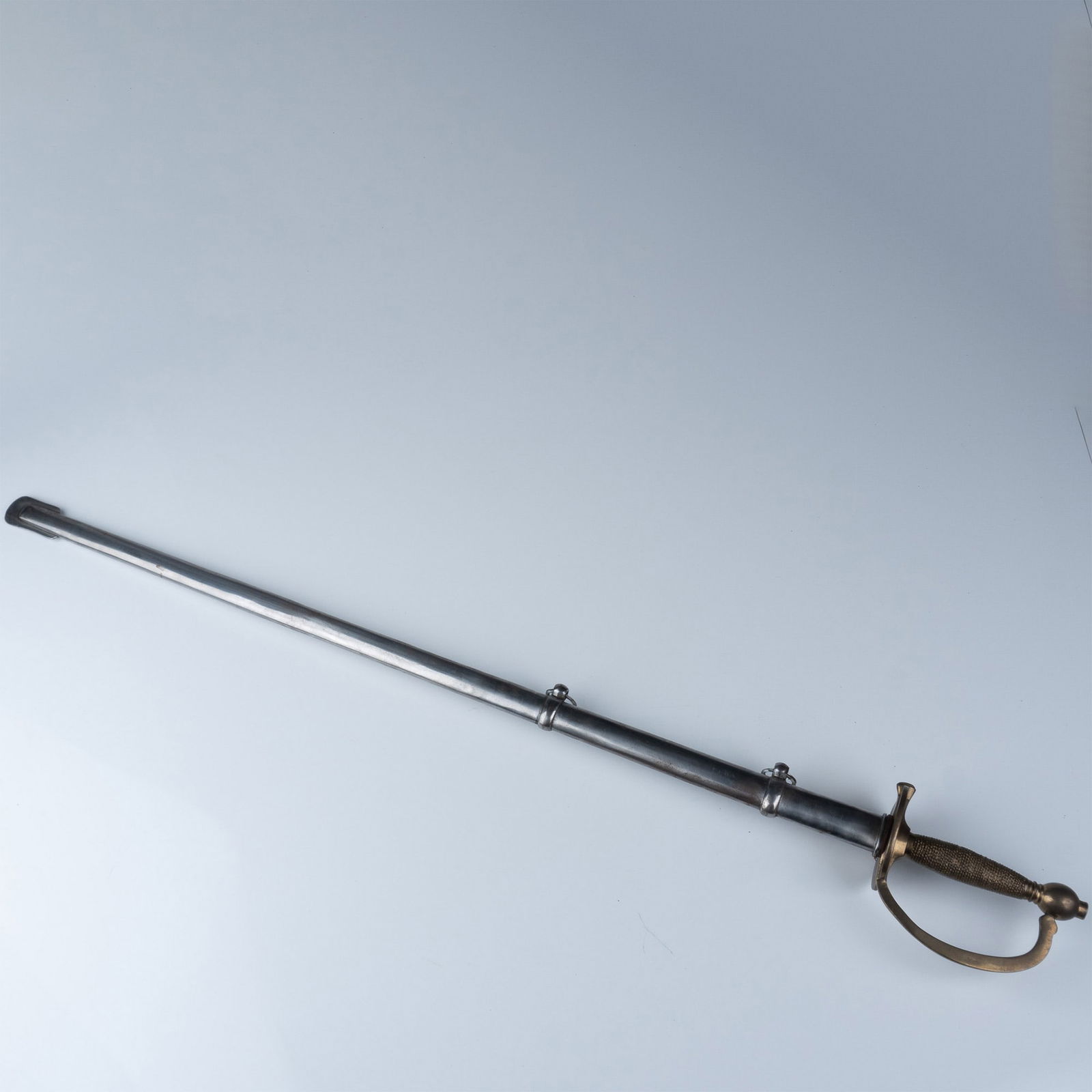 Antique Indian Military Sword with Brass Hilt and Steel Scab (1 of 8)