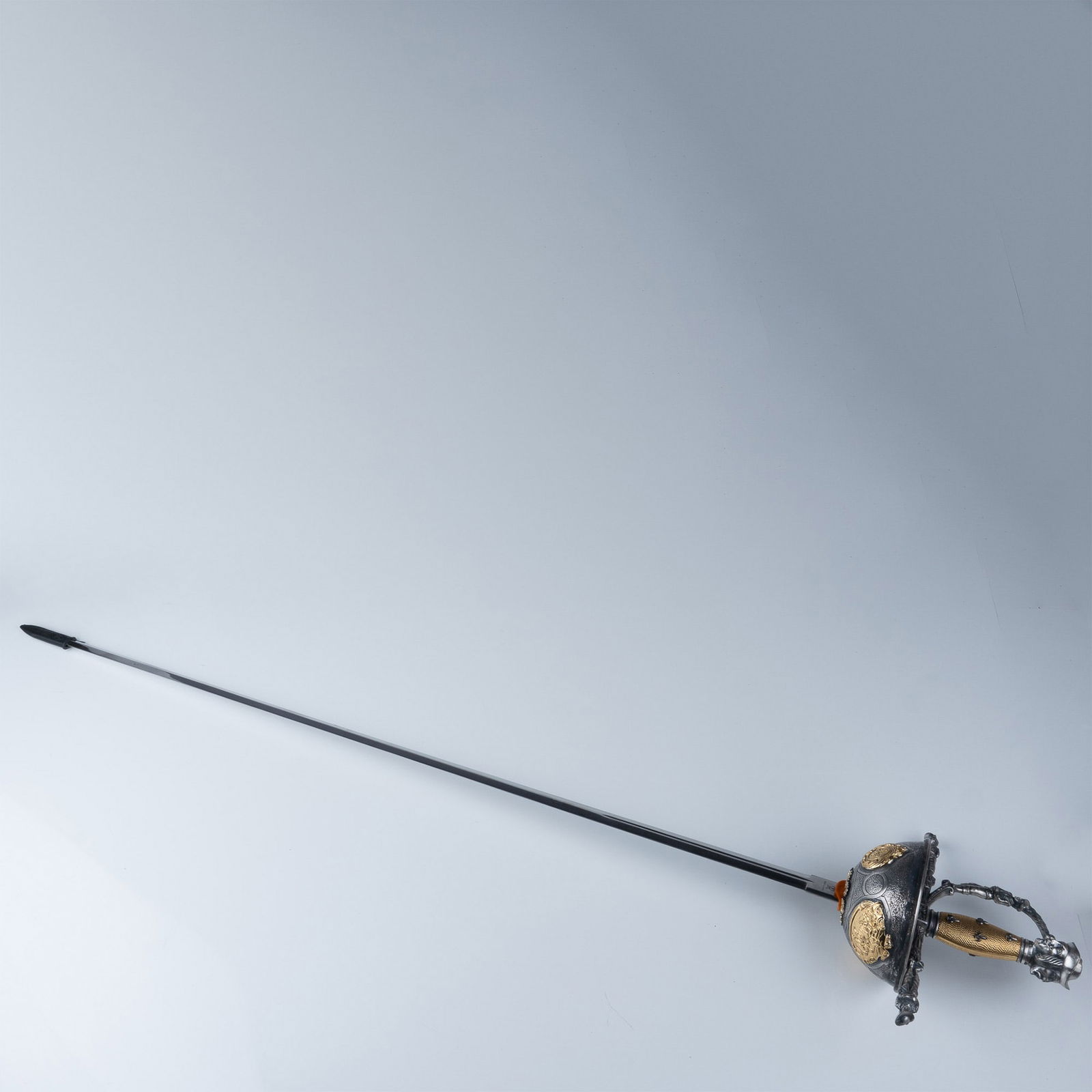 Spanish Rapier Sword with Ornate Tri-Head Hilt Design (1 of 10)