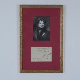 Signed Manuscript with Portrait of King George IV, 1818