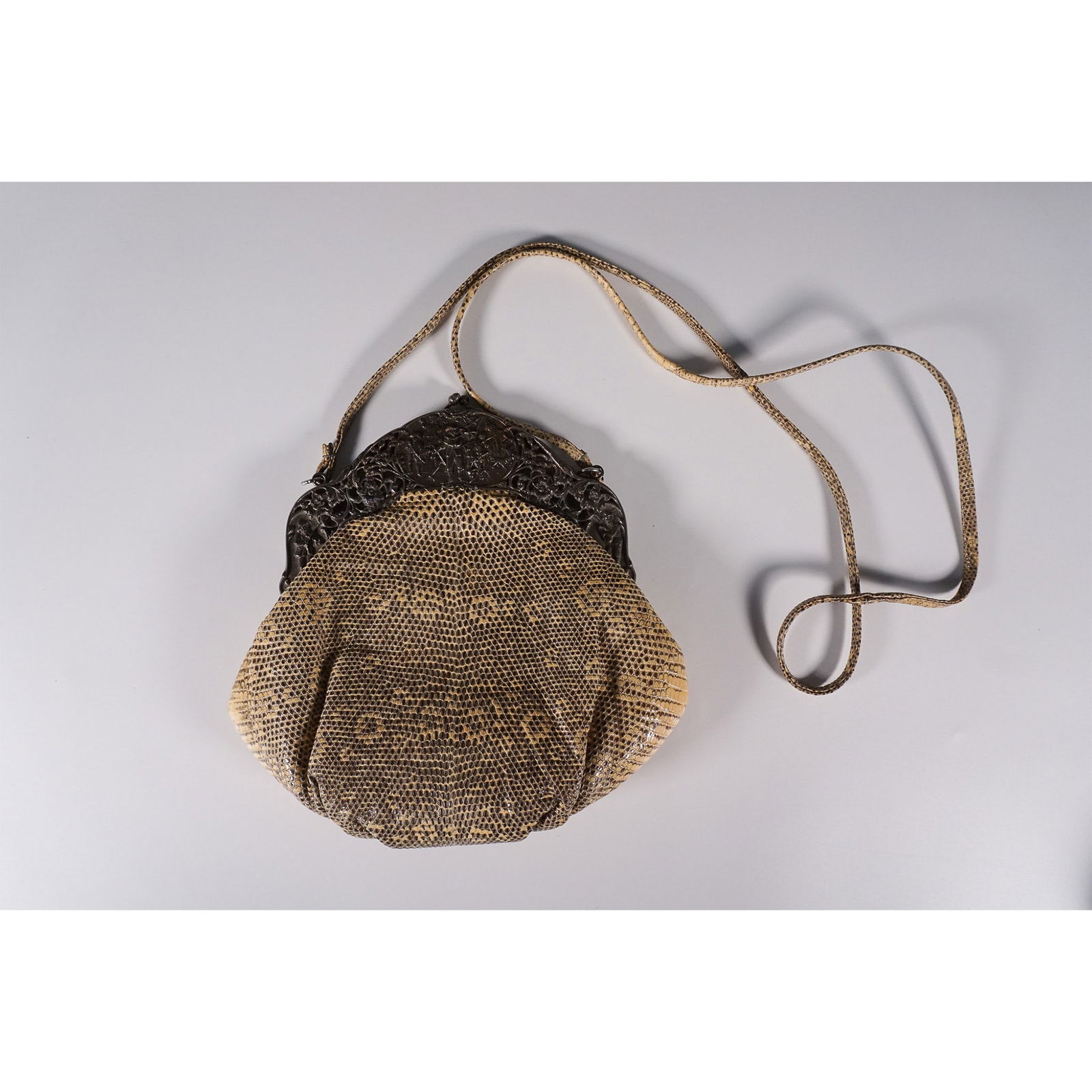 Revivals Lizard Leather Evening Bag with Ornate Metal Frame (1 of 4)