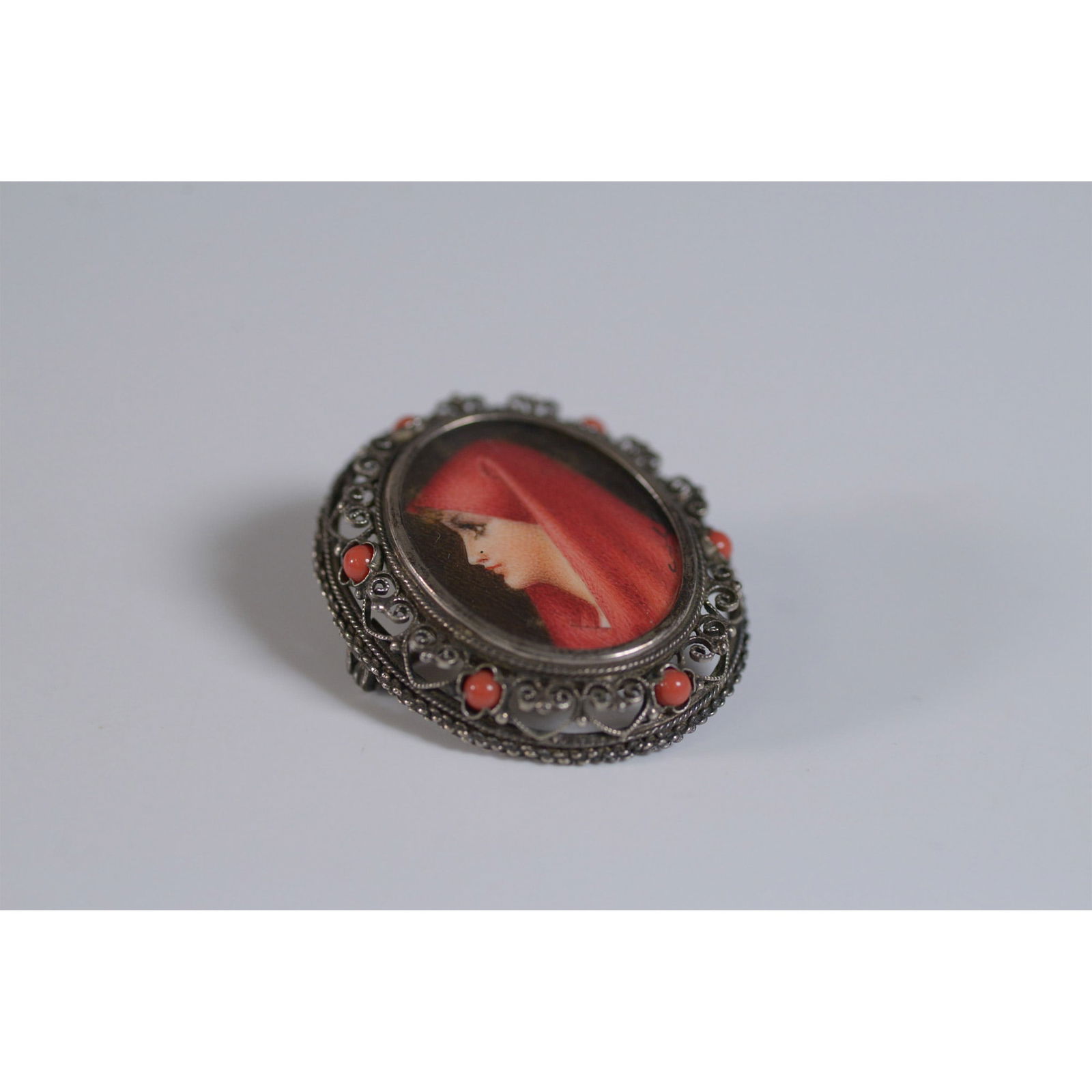 Silver Portrait Brooch/Pendant, Marked 800 (1 of 5)