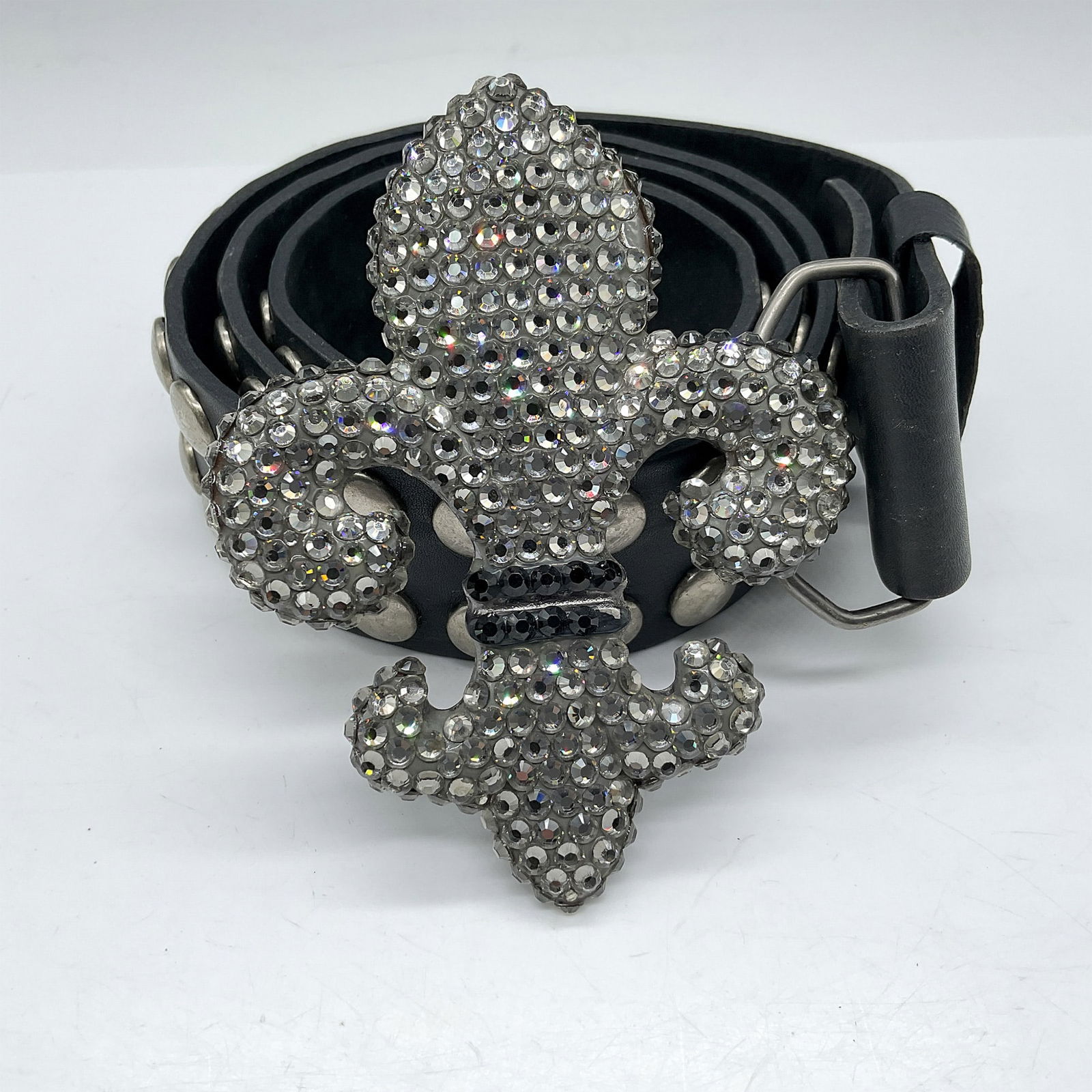 Bridget Shuster Leather Belt w/ Rhinestone Encrusted Buckle (1 of 2)