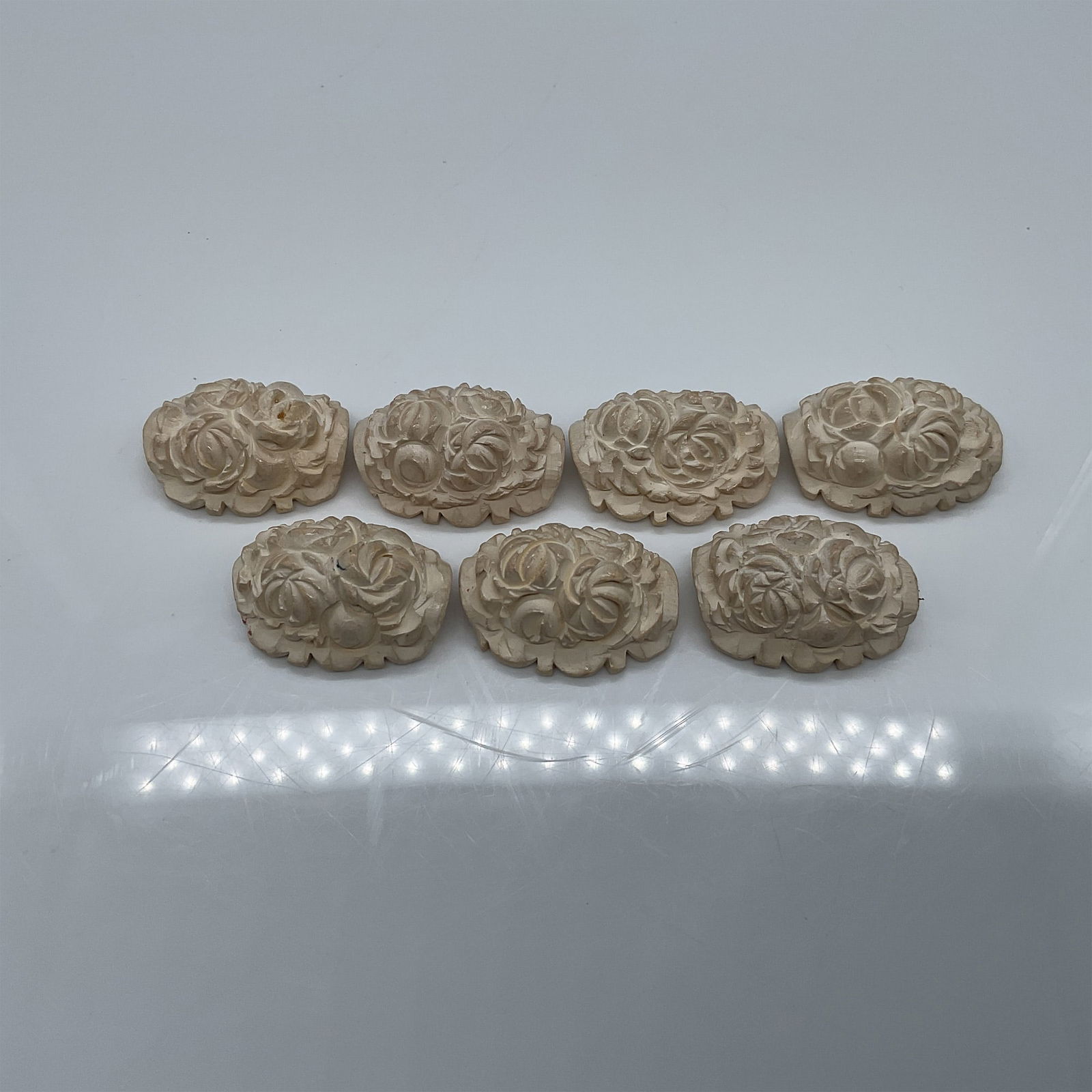 7pc Antique Carved Wood Beads (1 of 3)