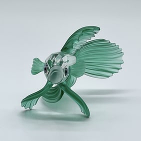 Swarovski Crystal Figurine, Green Siamese Fighting Fish