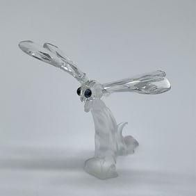 Swarovski Crystal Dragonfly Figurine on Frosted Leaf