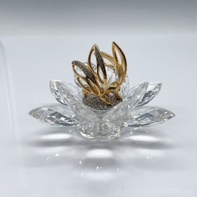 Swarovski Crystal Figurine, Gold Bee on Lotus