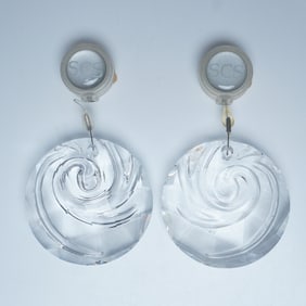 Pair of Swarovski 2009 Crystal Window Ornaments, Air - Clear