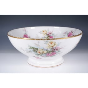 T&V Limoges Porcelain Floral Punch Bowl