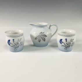 3pc Bing & Grondahl Floral Creamer and Toothpick Holders