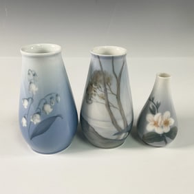 3pc Bing & Grondahl Floral Design Vases