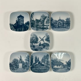 7pc Bing & Grondahl Historical Sites Collectible Trays