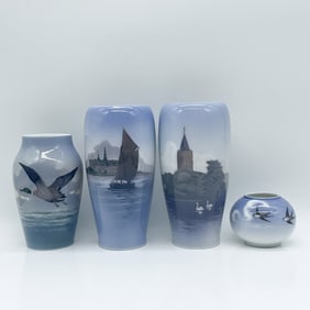 4pc Royal Copenhagen Porcelain Vases