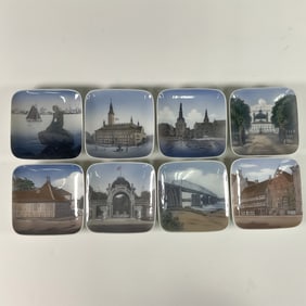 8pc Royal Copenhagen Historical Sites Collectible Trays