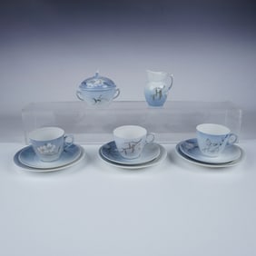 11pc Royal Copenhagen Floral and Butterfly Cafe Set