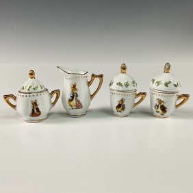4pc Peter Rabbit and Benjamin Bunny Miniature Cafe Set