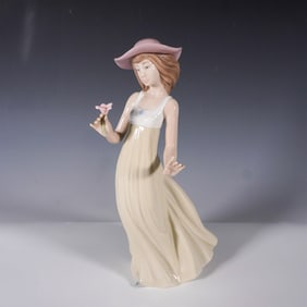 Nao by Lladro Porcelain Figurine, Girl with Flower