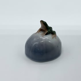 Royal Copenhagen Porcelain Mini Frog on Rock Figurine 507
