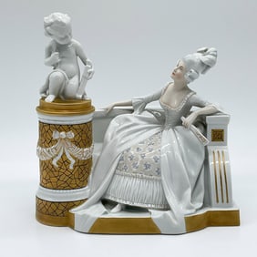 Rosenthal Porcelain Figurine of Seated Woman and Cupid