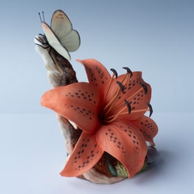 Boehm Bone Porcelain Figurine, Lily with Butterfly