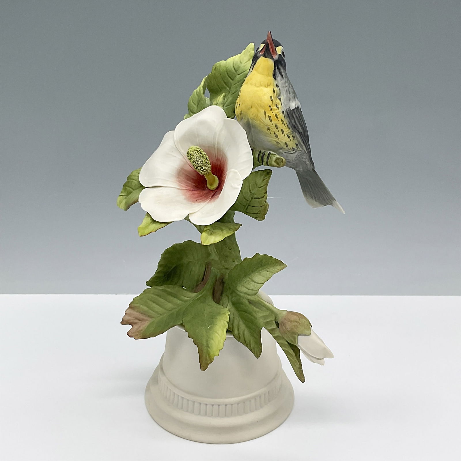 Boehm Figurine, Yellow-Throated Warbler on Hibiscus (1 of 3)