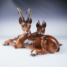 Vintage Ronzan Porcelain Majolica Antelopes