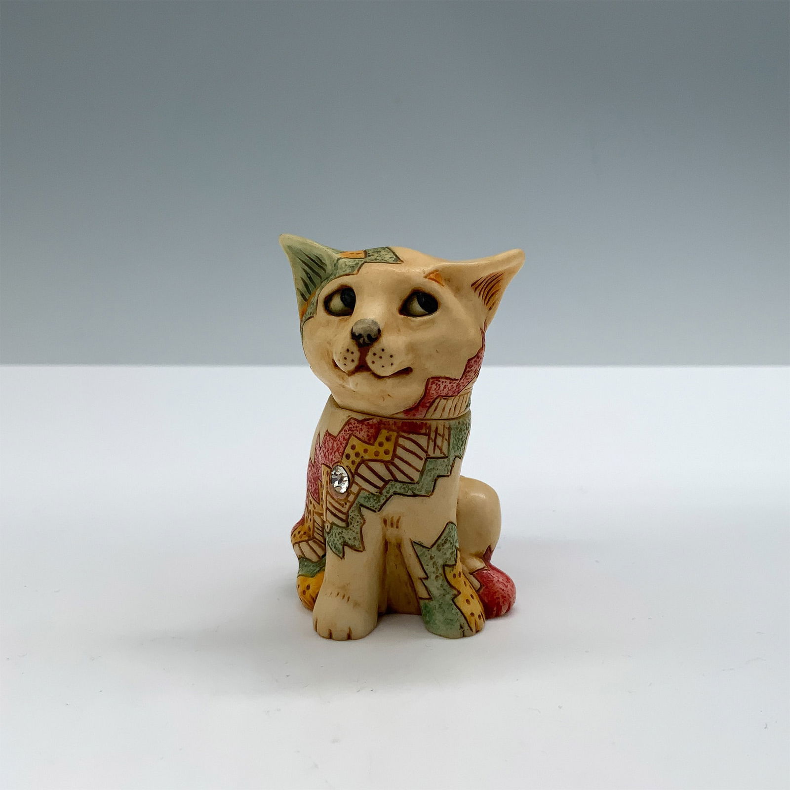 Harmony Kingdom Cat Treasure Box Figurine, Patchwork Design (1 of 5)