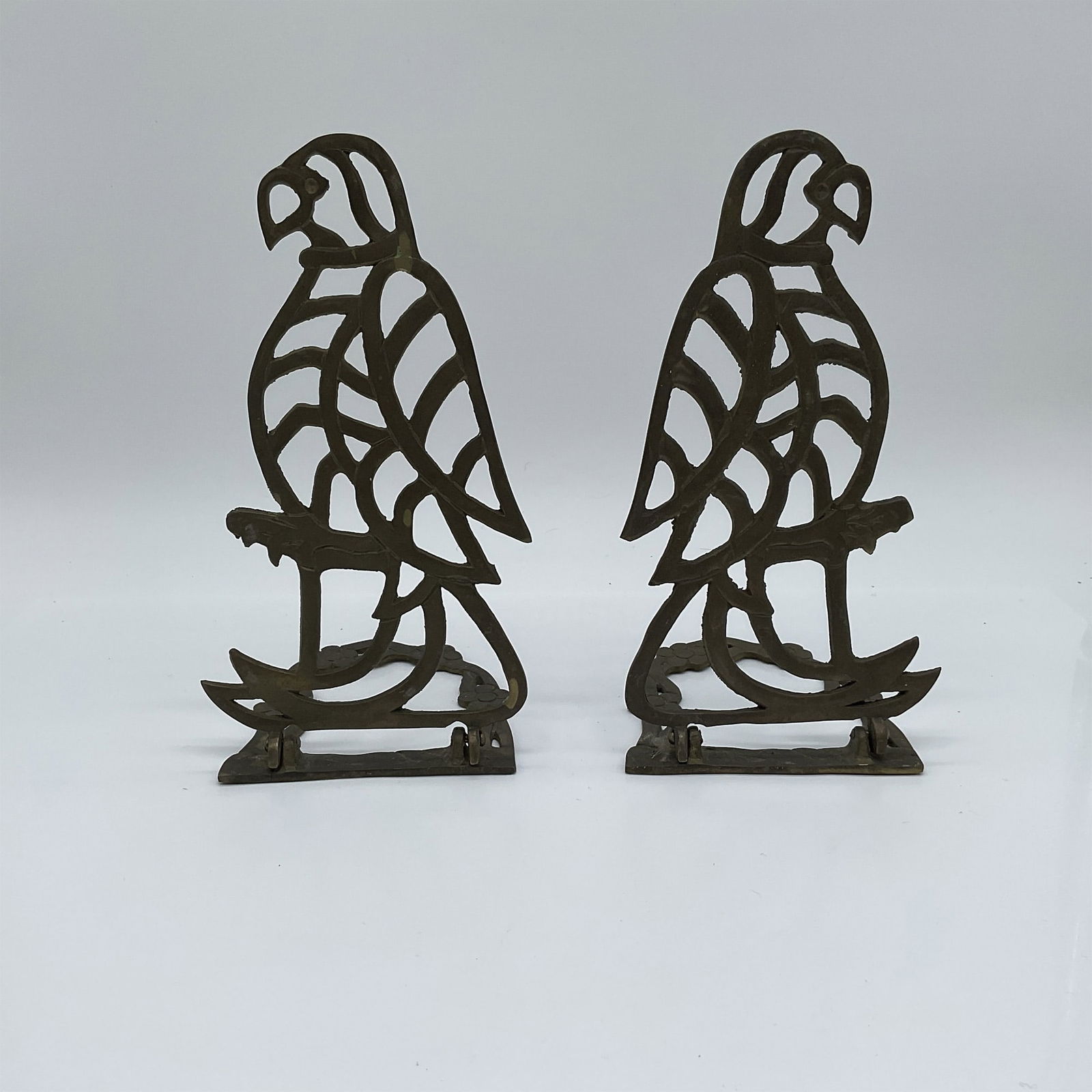 Vintage Cast Iron Falcon Bookends, Ornate Cutout Design (1 of 5)