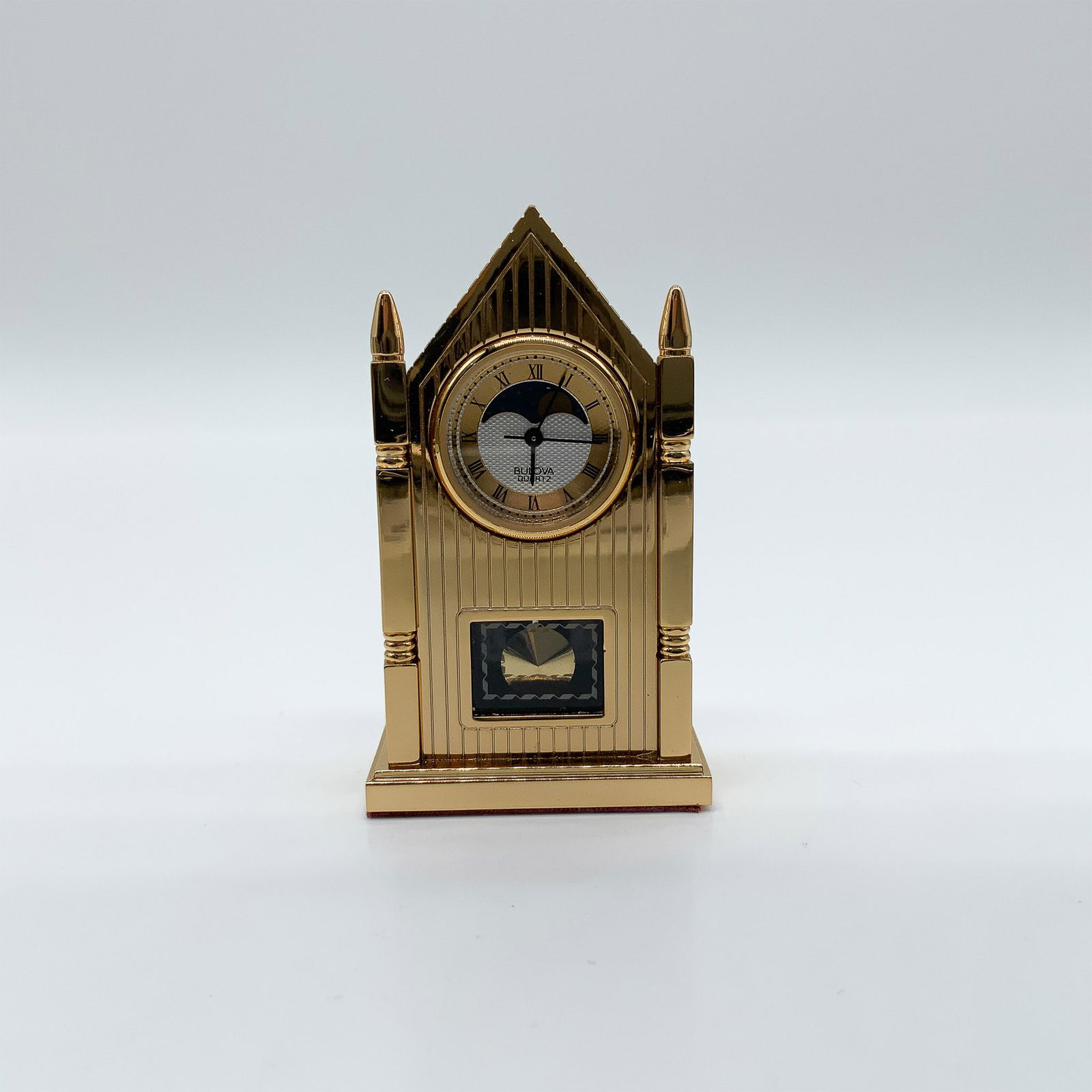 Bulova Miniature Gold-Tone Desk Clock, Gothic Revival (1 of 4)