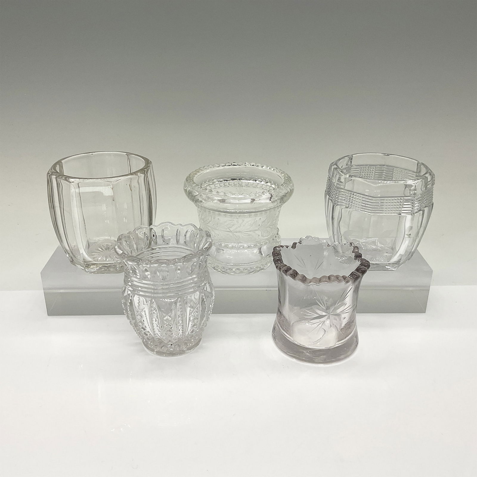 5pc Pattern Glass Large Toothpick Holders (1 of 3)