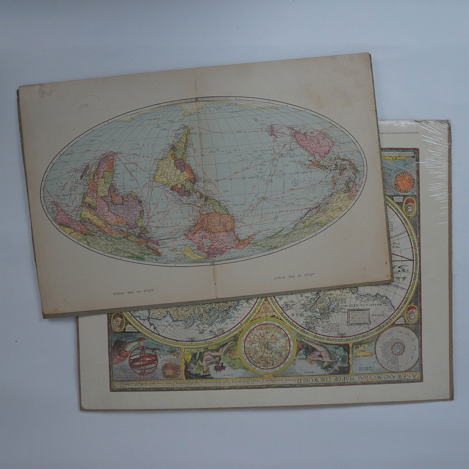 Set of 2 Historical Early 20th Century World Maps (1 of 4)