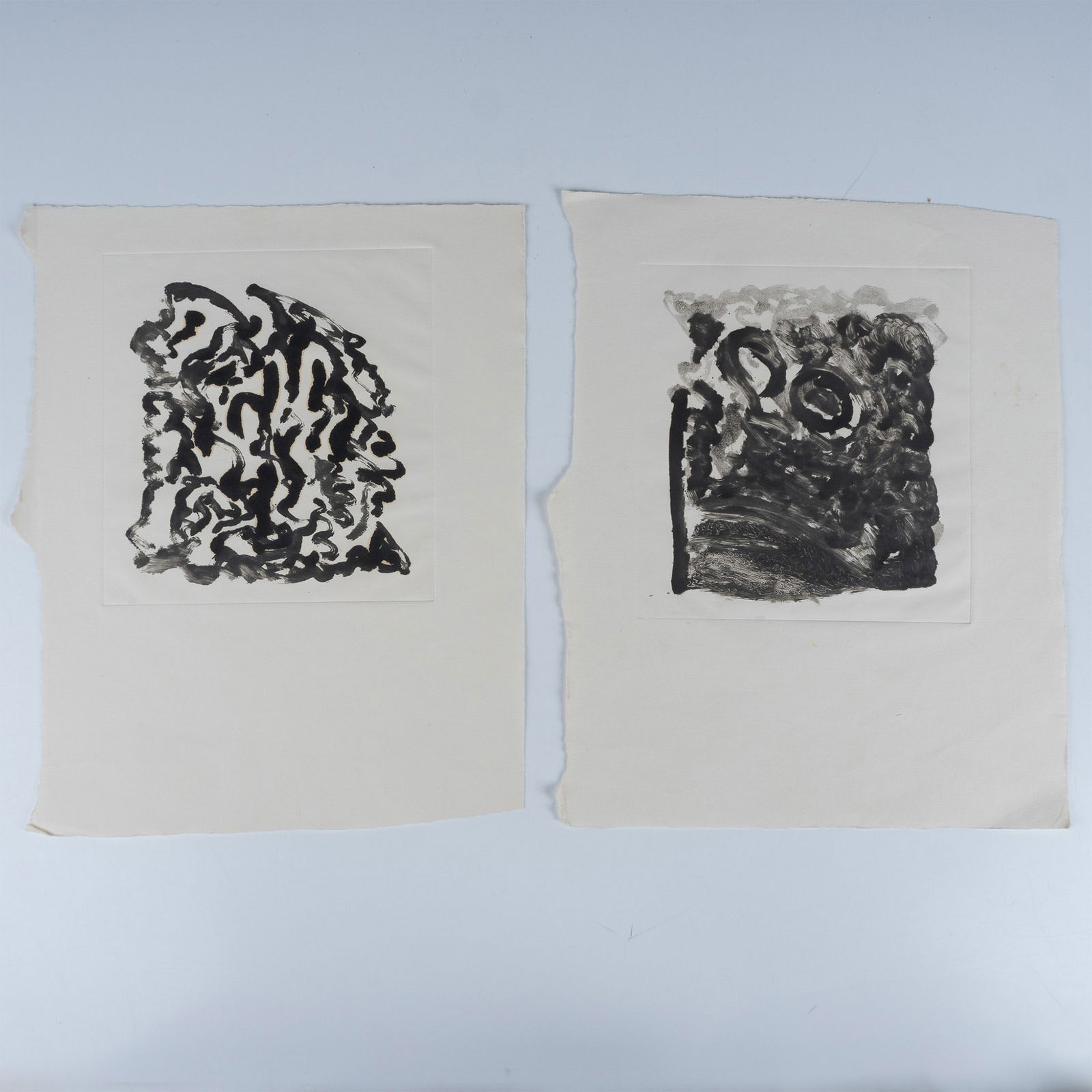 Set of 2 Original Abstract Sumi Ink Drawings on Paper (1 of 2)