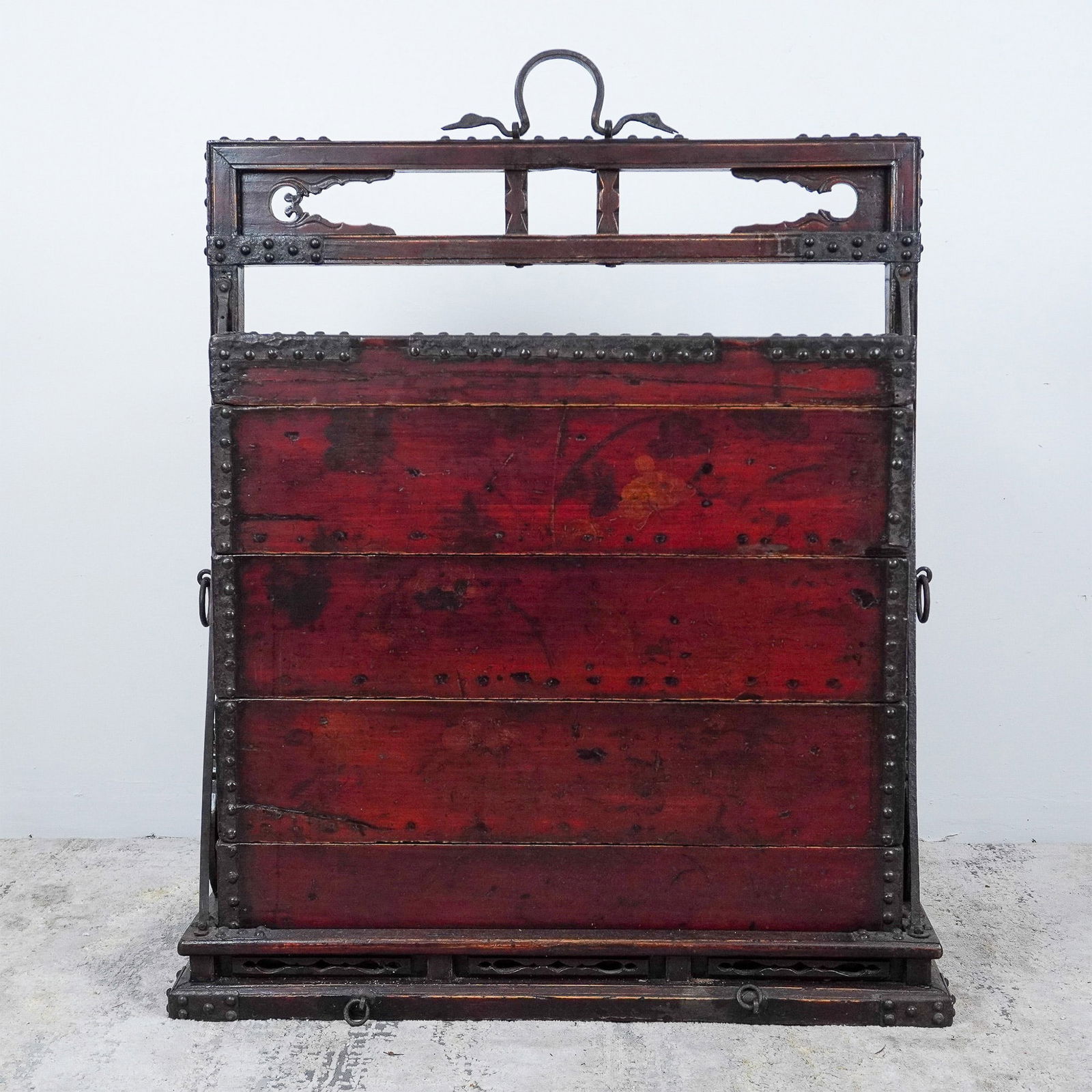 Antique Chinese Tiered Wedding Chest with Iron Hardware (1 of 7)