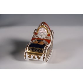 Royal Crown Derby Paperweight, Santa and Sleigh