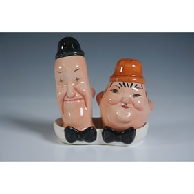 3pc Beswick England Laurel and Hardy Salt and Pepper Shakers