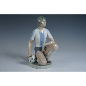 Lladro Porcelain Figurine, Soccer Player, Artist Signed
