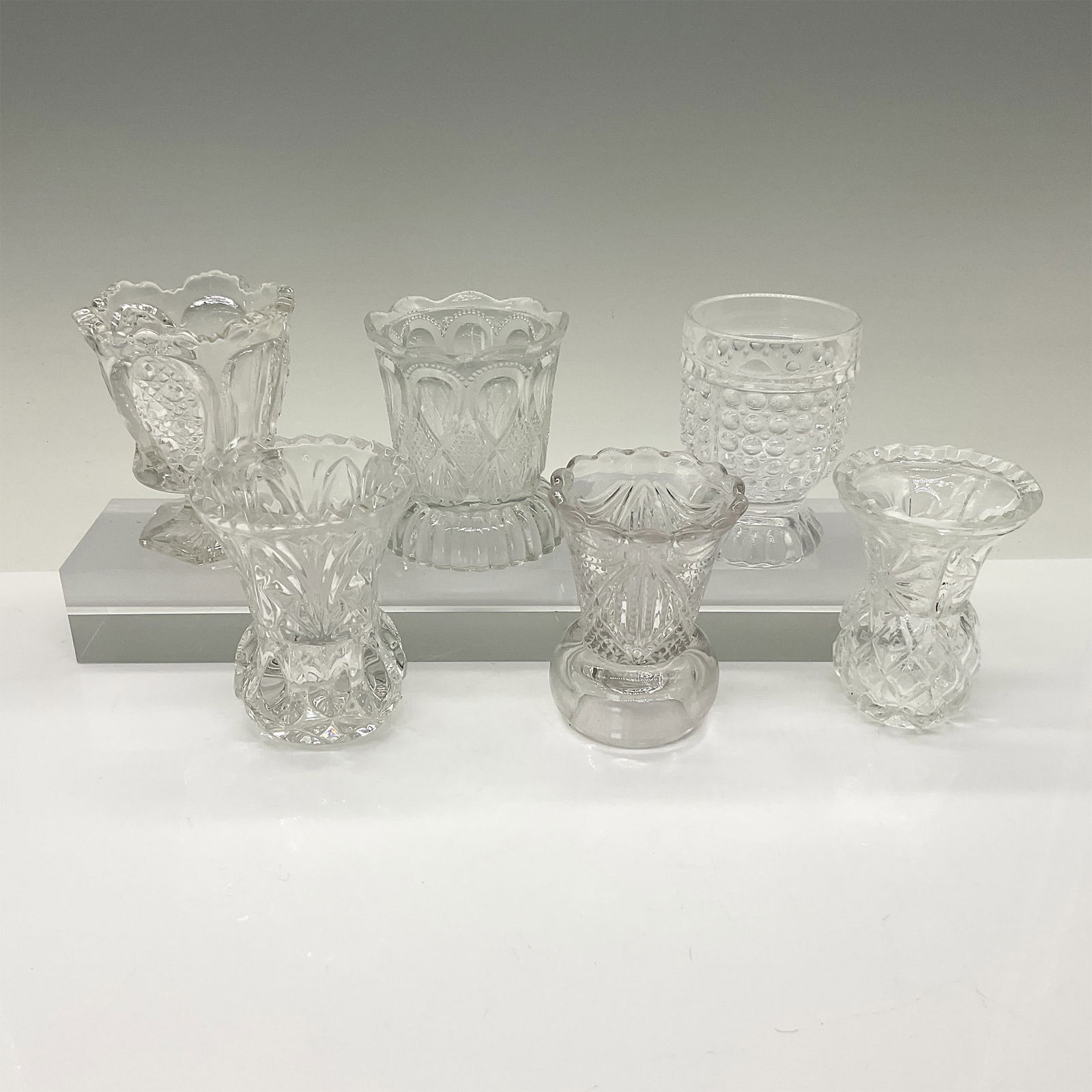6pc Pattern Glass Toothpick Holders (1 of 3)