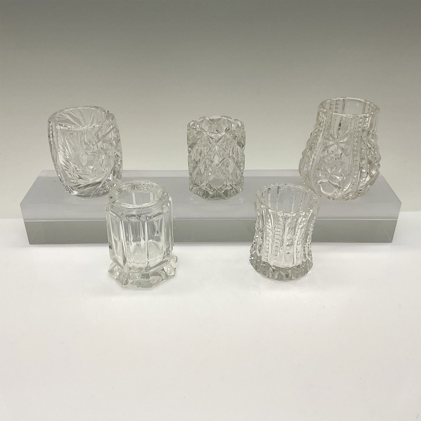 5pc Pattern Glass Toothpick Holders (1 of 4)