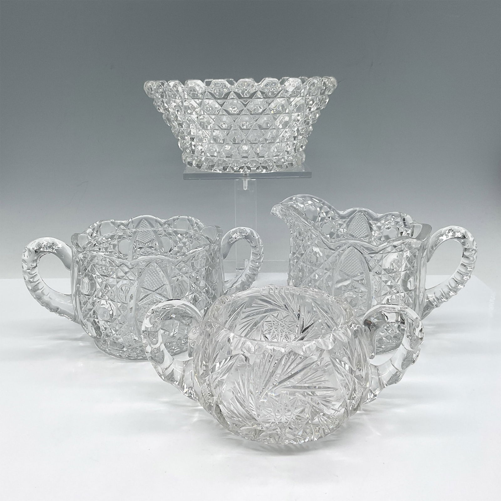 4pc Vintage Cut Glass Serving & Entertainment Pieces (1 of 3)