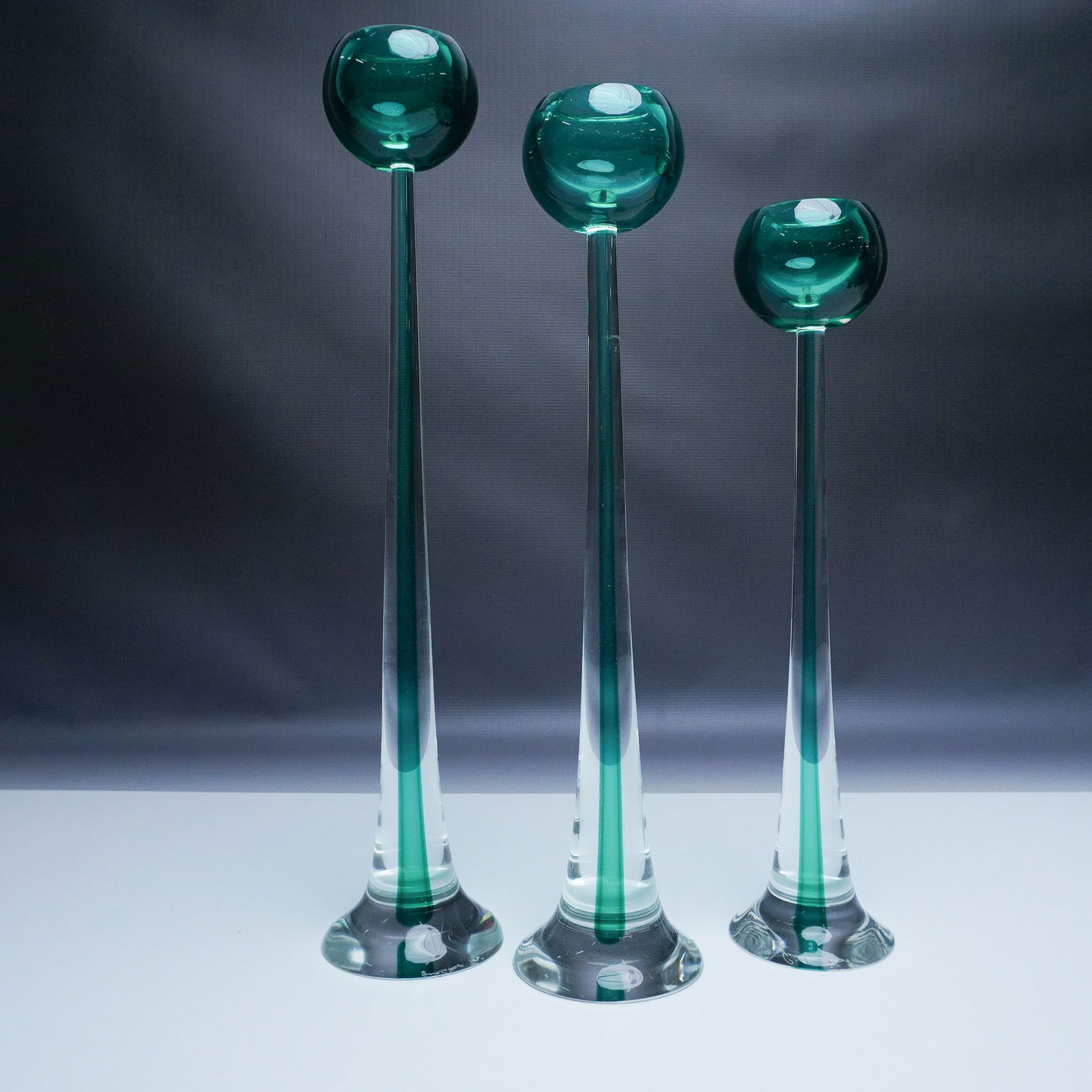 3pc Giuliano Tosi Signed Murano Glass Tall Stem Votives Trio (1 of 5)