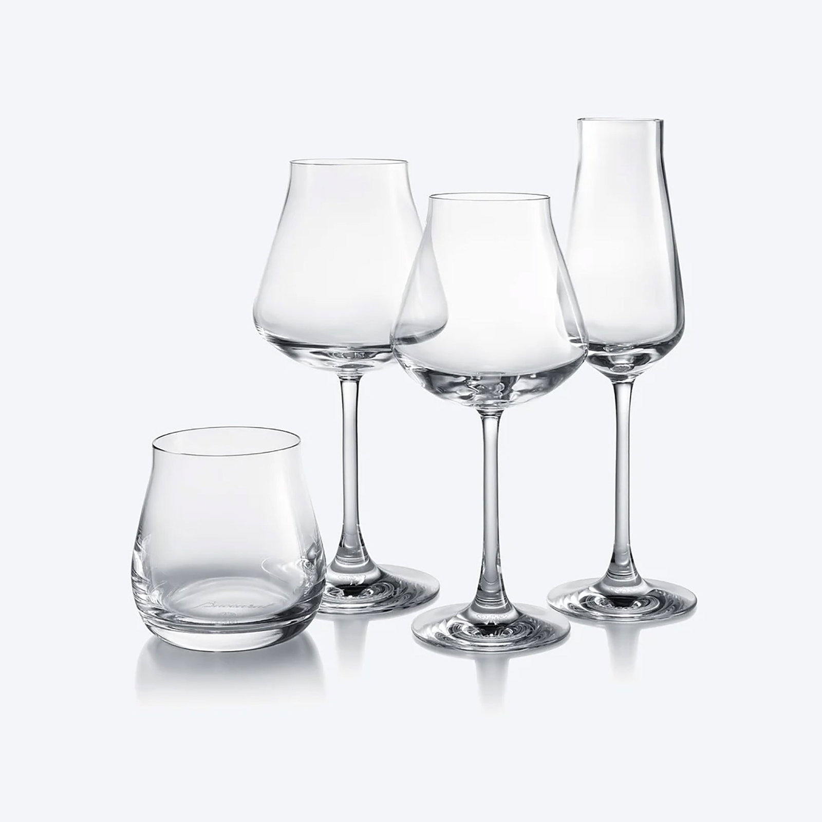 Baccarat Crystal Chateau Degustation Glasses Set, Sealed Box: This elegant Baccarat Crystal Chateau Degustation Glasses Set includes four specially designed glasses, each crafted to enhance the tasting experience of wines and spirits. The set features a Champagn