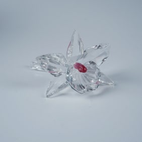 Swarovski Crystal Figurine, Pink Light Centre Orchid